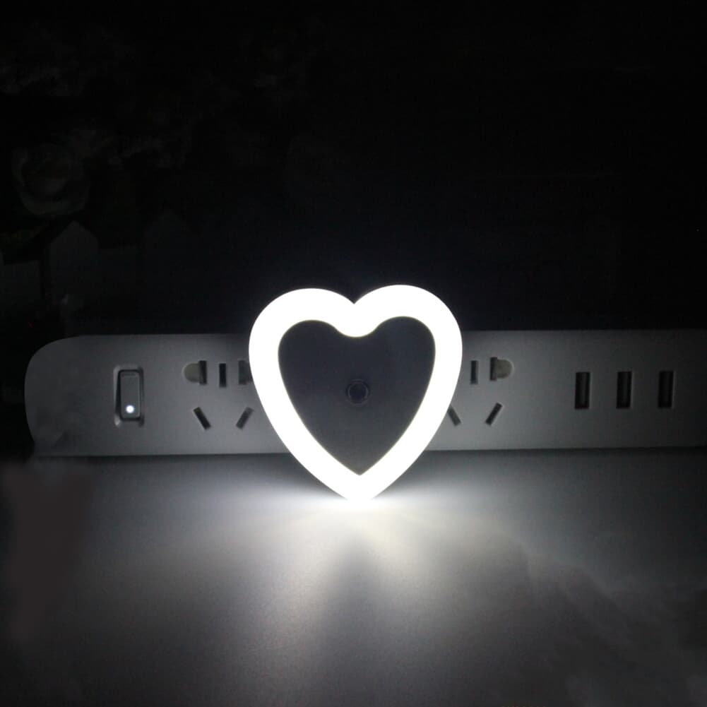 Mini Heart Light Sensor Control Led Night Bedroom Wall Lamp Home Decor