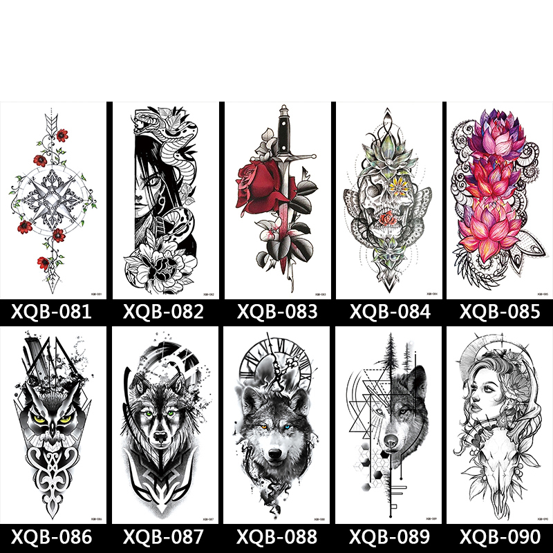 Fashion Waterproof Temporary Part Arm Skull Floral Tattoo Stickers For Women and Men #XQB-081-120 Fashion Waterproof Temporary Part Arm Skull Floral Tattoo Stickers