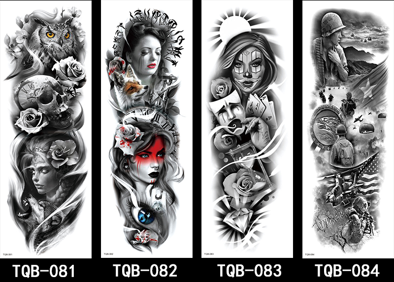 Cool Waterproof Temporary Tattoo Sticker Full Arm Skull Floral Tattoos for Men Women #TQB-081-120 Cool Waterproof Temporary Tattoo Sticker Full Arm Skull Floral Tattoos