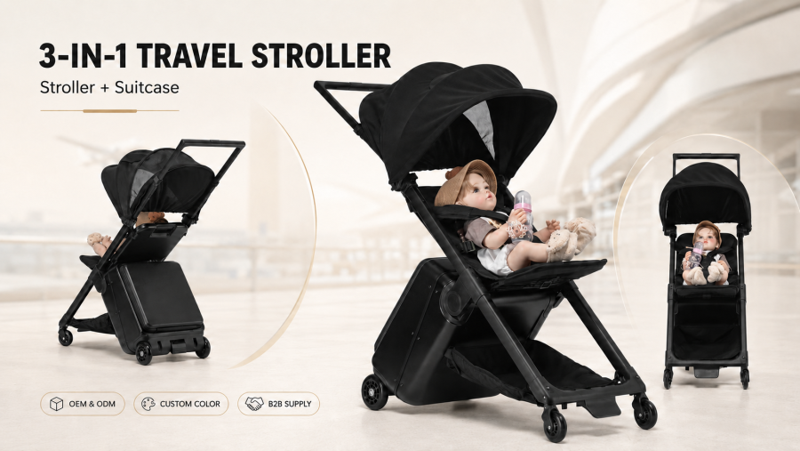 NINGBO JINTONG New 3 in 1 Carry On Luggage Stroller Stroller Suitcase: A Practical Travel Solution for Modern Families
