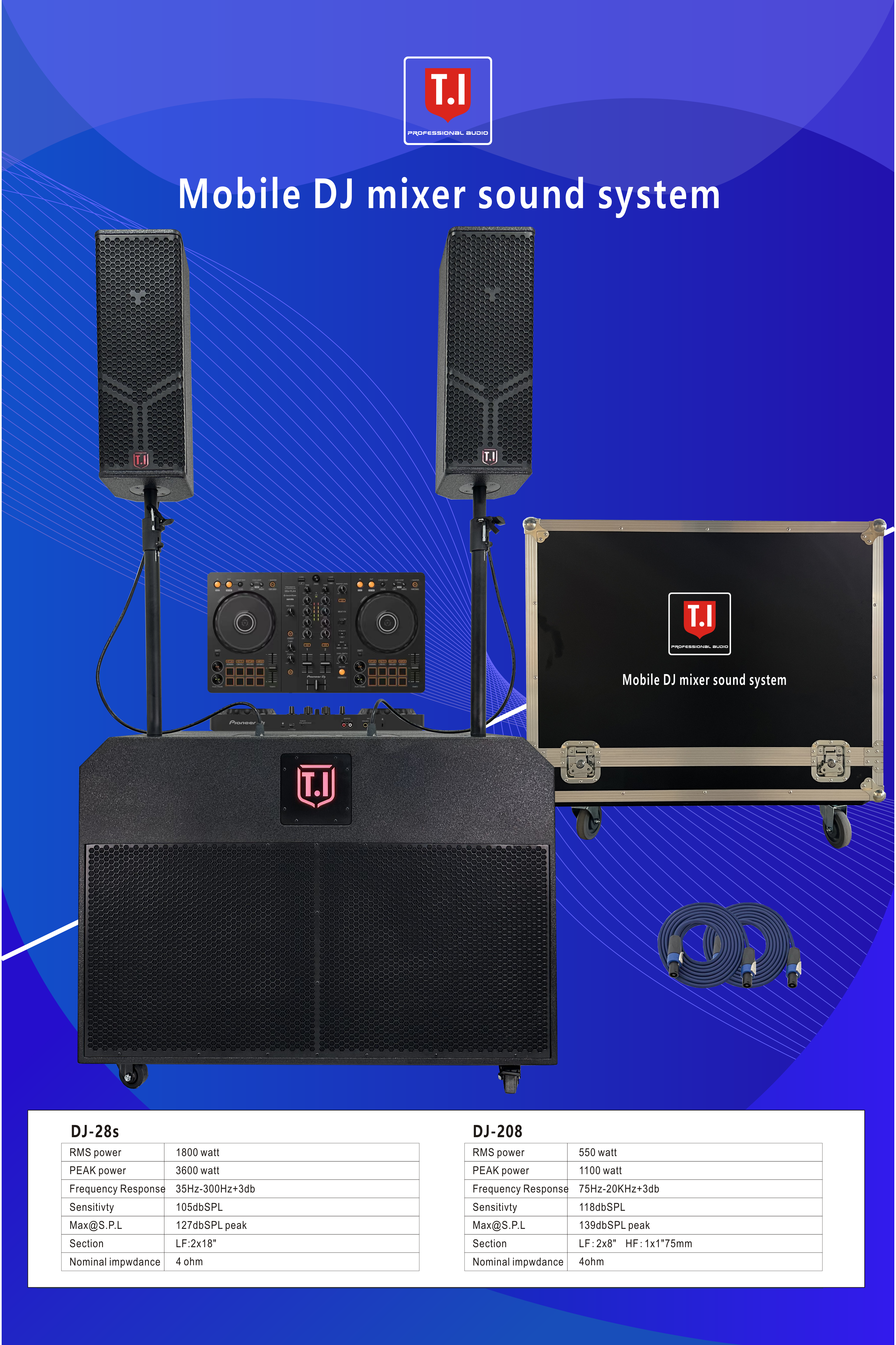 Mobile DJ Mixer Sound System. 
