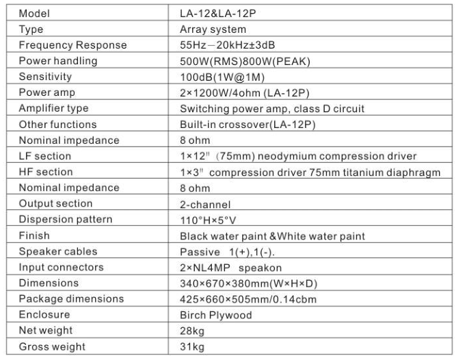  LA-12 single 12 " line array 1*12"LF 1*3"HF   LA-12 single 12 " line array 1*12"LF 1*3"HF 