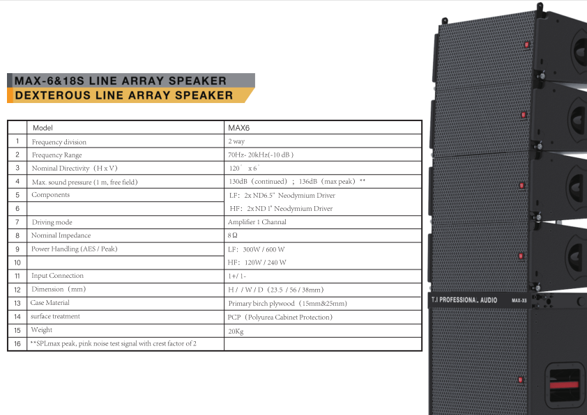 MAX6 Two way dual 6'' line array MAX6 Two way dual 6'' line array