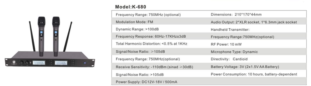  K-680 wireless microphone system T.I Audio K-680 wireless microphone system