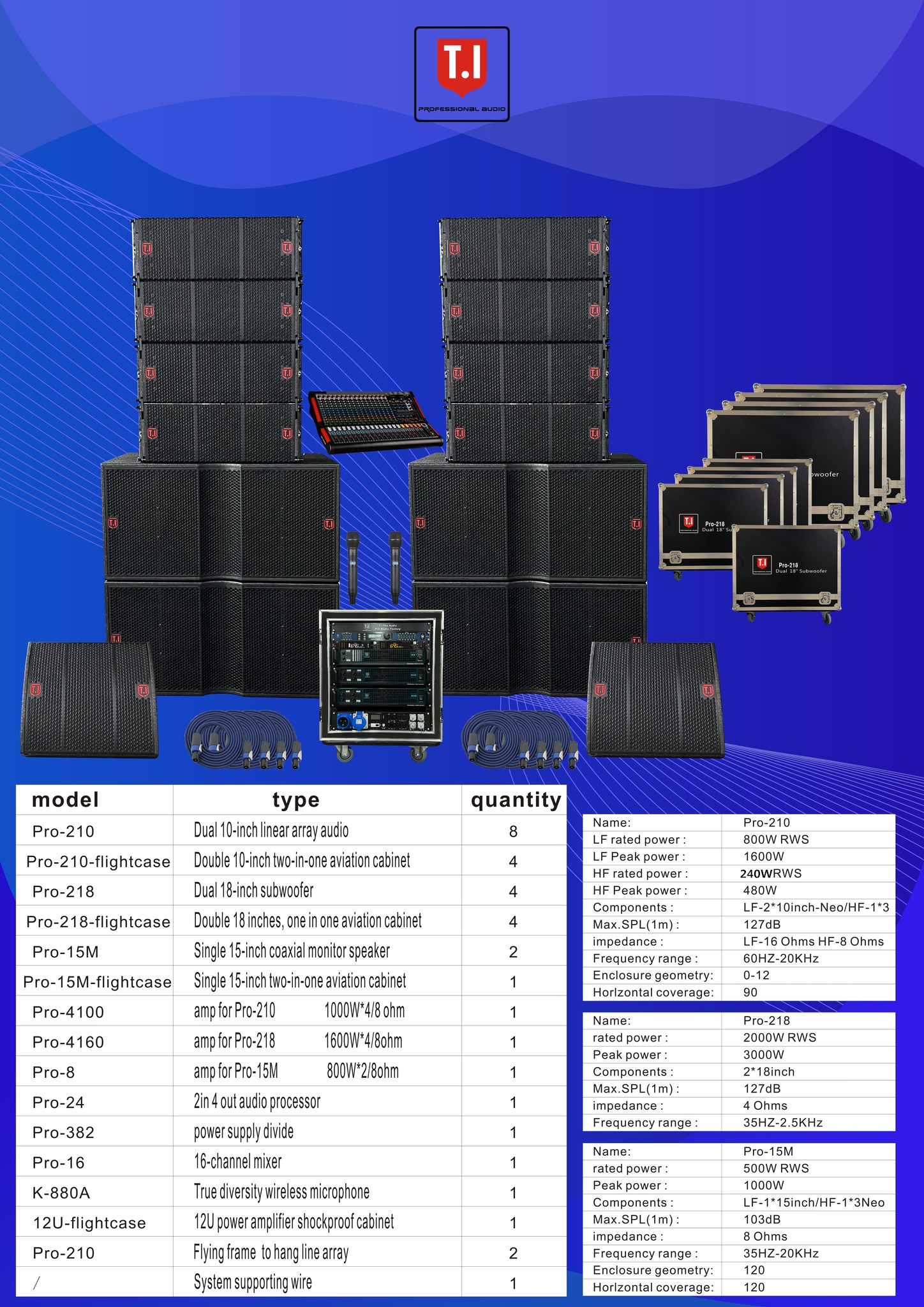 pro 210 double 10 inch line array sound system  