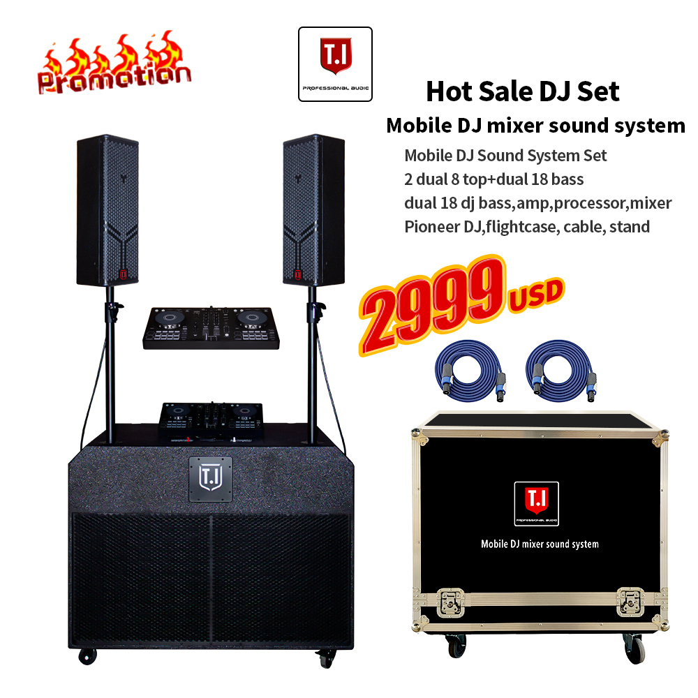 T.I Pro Audio new arrival professional dual 8 inch powered speakers with dj 18 inch subwoofer for show 