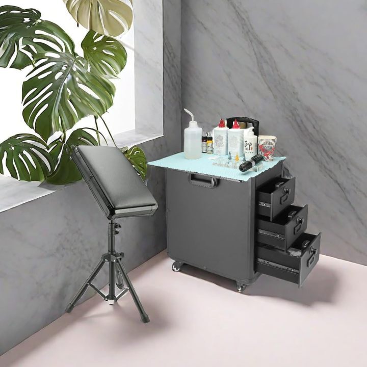 Tattoo タトゥートローリーケース/ワークステーション アームレスト Amazon.com: NATUMER Tattoo Trolley Case With 3 Drawers And 3