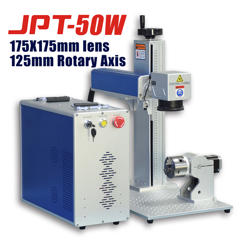JPT 50w Fiber Laser Engraving Machine 125mm Rotary Axis 175x15mm lens