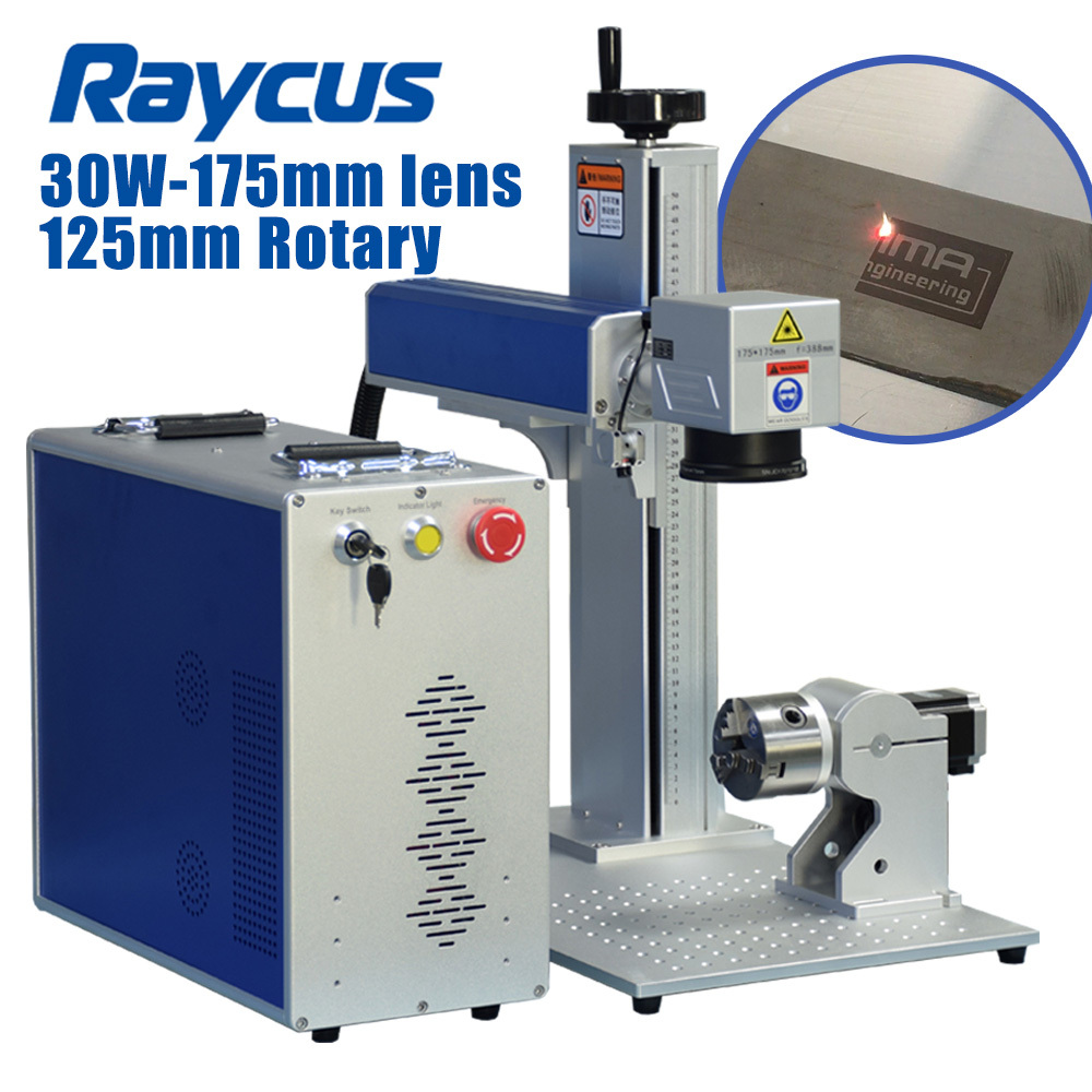 RAYCUS Fiber Laser Marking Machine Fiber Laser Engraver 50W, 175×175mm with  80mm Rotary Axis