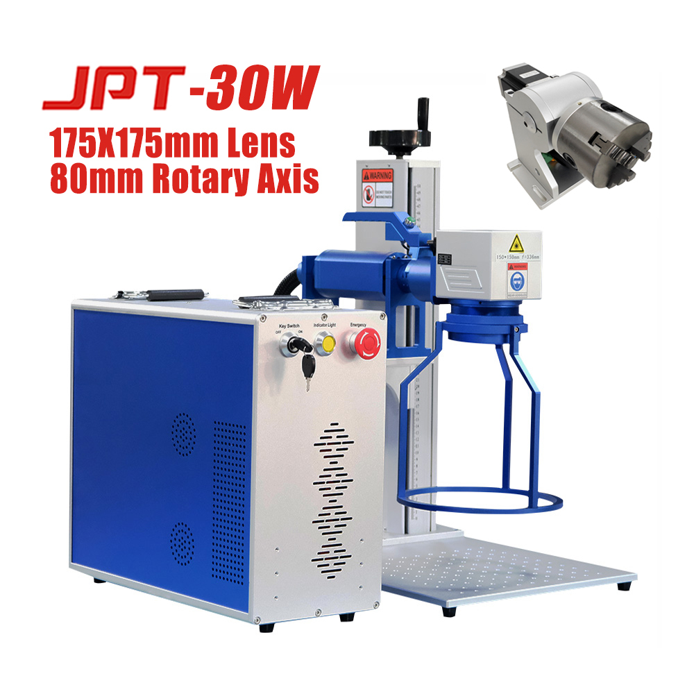 SFX Laser Handheld JPT 30w Fiber Laser Marking Machine With D80mm Rotary  Axis for Non-metallic Plastic Wood Glass Engraving