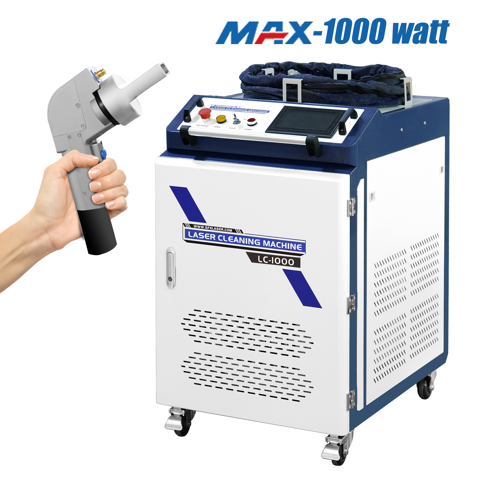 US Stock 1000watt SFX Fiber Laser Cleaner Rust Removal Laser Cleaning  Machine MAX Laser Source 10-160mm Adjustable Scan Width