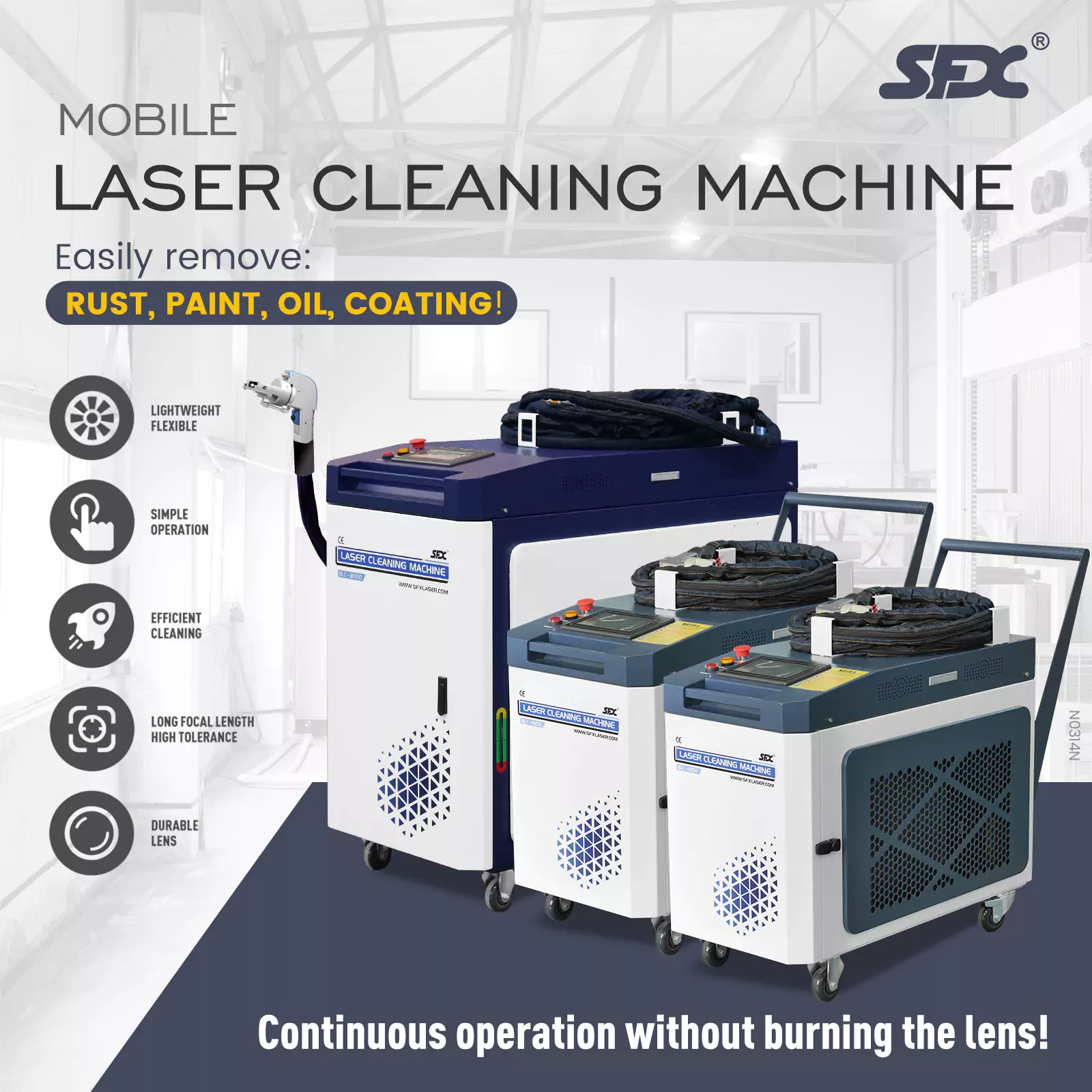 SFX 2000W Portable Laser Cleaner Laser Rust Removal Machine Rust