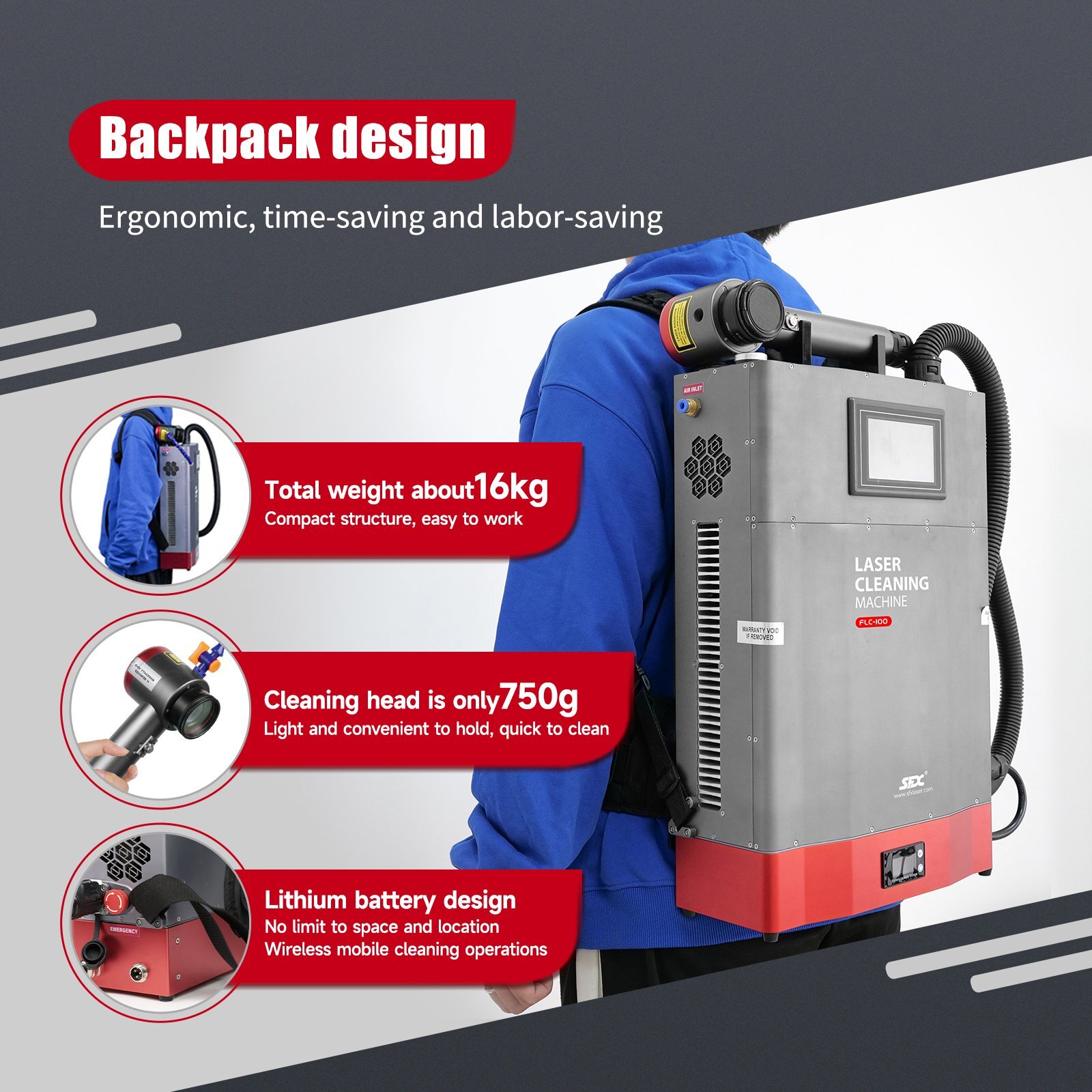 100W Pulsed Laser Rust Removal Machine Laser Cleaning machine for Metal  Grffiti