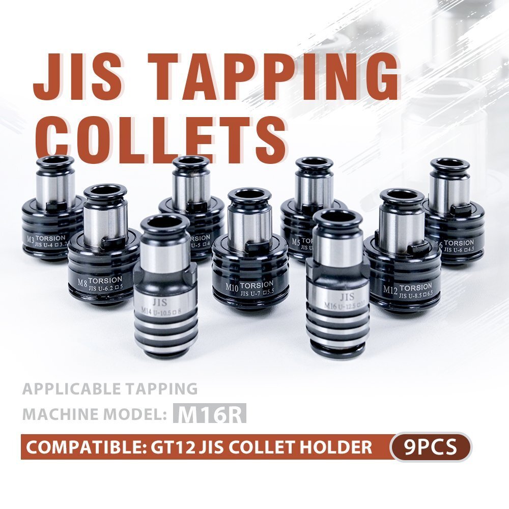 JIS GT12 Tapping Collets Chucks Set 9PCS for SFX-M16R Electric