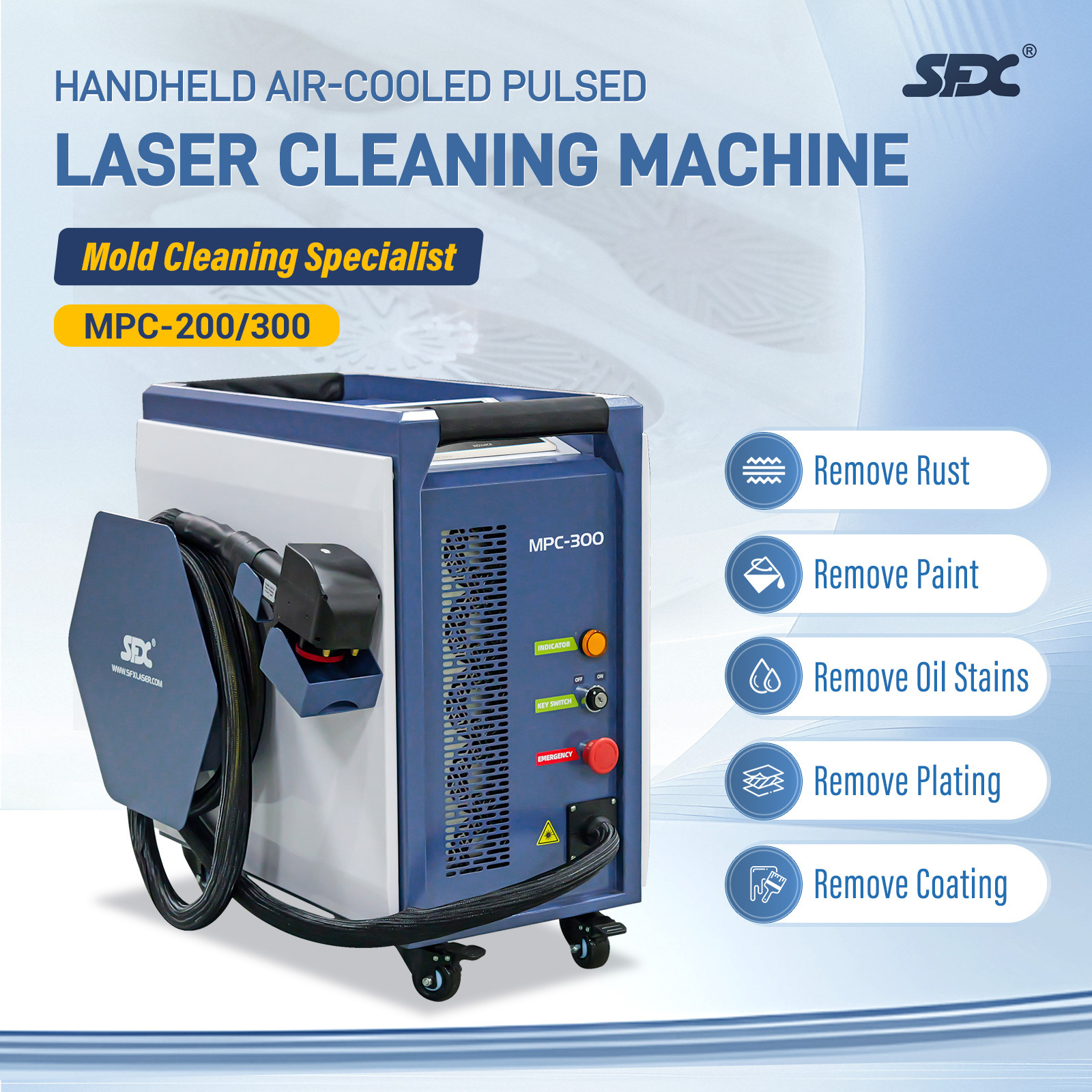 SFX LASER 300W Air-cooled Pulse Cleaning Machine for Mould MPC-300