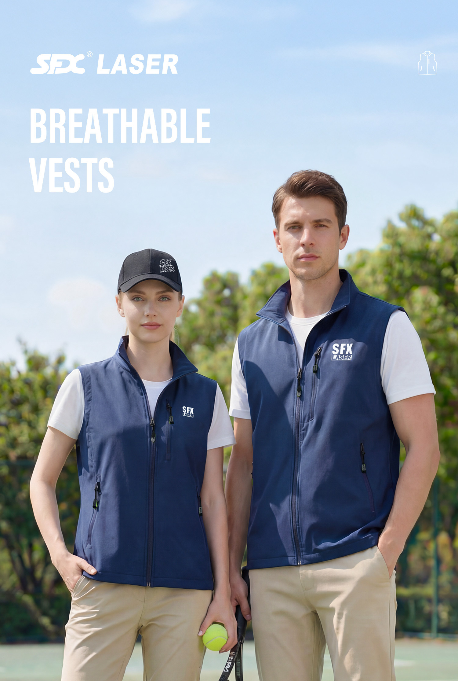 SFX LASER Mens Womens Lightweight Vest+Polo Shirt+Baseball Cap SFX LASER Mens Womens Lightweight Vest+Polo Shirt+Baseball Cap SFX LASER