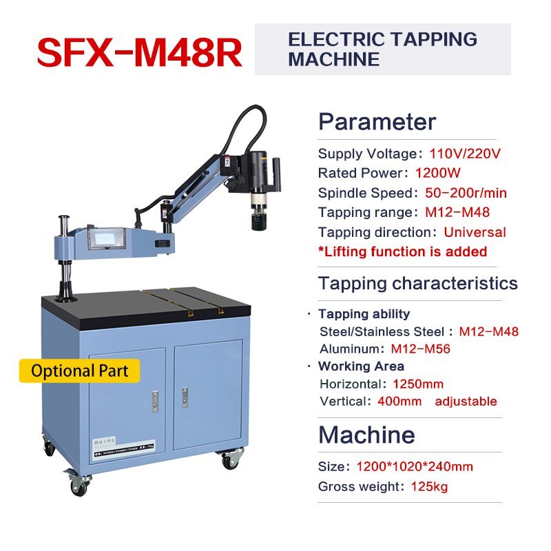 SFX Electric Tapping Machine Arm M12-M48 Threading Universal Electric Tapper 360° Flexible Tapping Arm with Lifting Function SFX-M48R SFX Electric Tapping Machine M12-M48 Universal Electric Tapper 360° Flexible Tapping Arm with Lifting Function SFX-M48R Electric Tapping Machine,Drilling Machien,Tapper Machine,Thread tapping machine,deep blind hole tapping machine,SFX electric tapping machine,SFX Tapper,M12-M48 Electric Tapping Arm