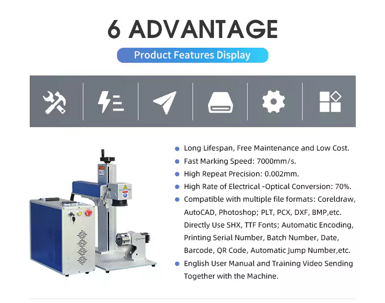 SFX Laser 60W Fiber Laser Engraving Machine MOPA JPT M7(E2) Laser Source 1-4000kHz Frequency 125mm Rotary Axis and 175x175mm Lens are Included SFX 60W Fiber Laser Engraving Machine MOPA JPT M7 Laser Source 1-4000kHz Frequency 125mm Rotary Axis and 175x175mm Lens are Included Fiber laser engraving machine,Fiber Laser Marker,SFX laser marking machine,Mopa JPT M7 laser marking machine,60W MOPA,175x175mm lens,125mm Rotary Axis,SFX Laser