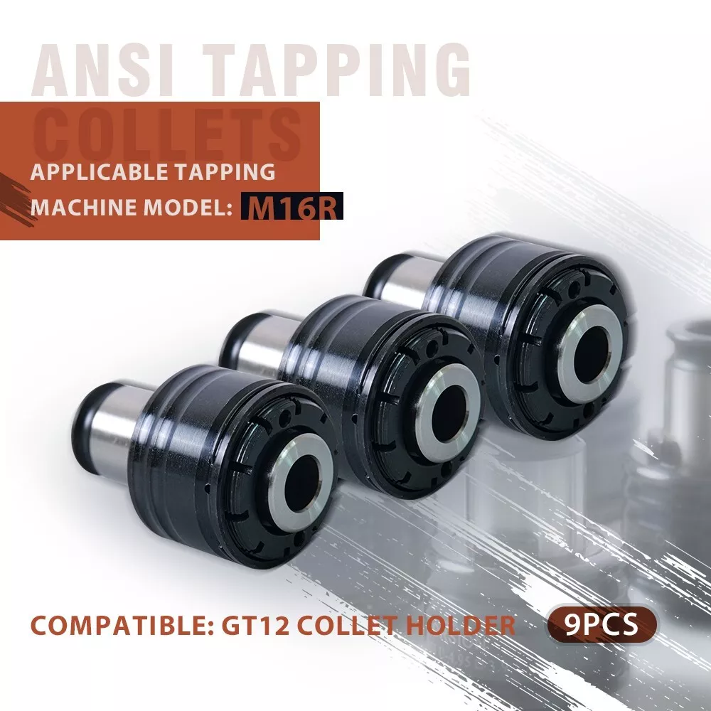 SFX 9PCS GT12 ANSI Tap Collets Chucks Holders for SFX M16R Tapping Machine US Stock 9PCS GT12 ANSI Tap Collets Chucks Holders for SFX M16R Tapping Machine M16R tapping collet chucks,quick change tapping collet chucks,ANSI Tap Collets,SFX M16R Tapping Machine,GT12 ANSI Collet Holder,tapping collet
