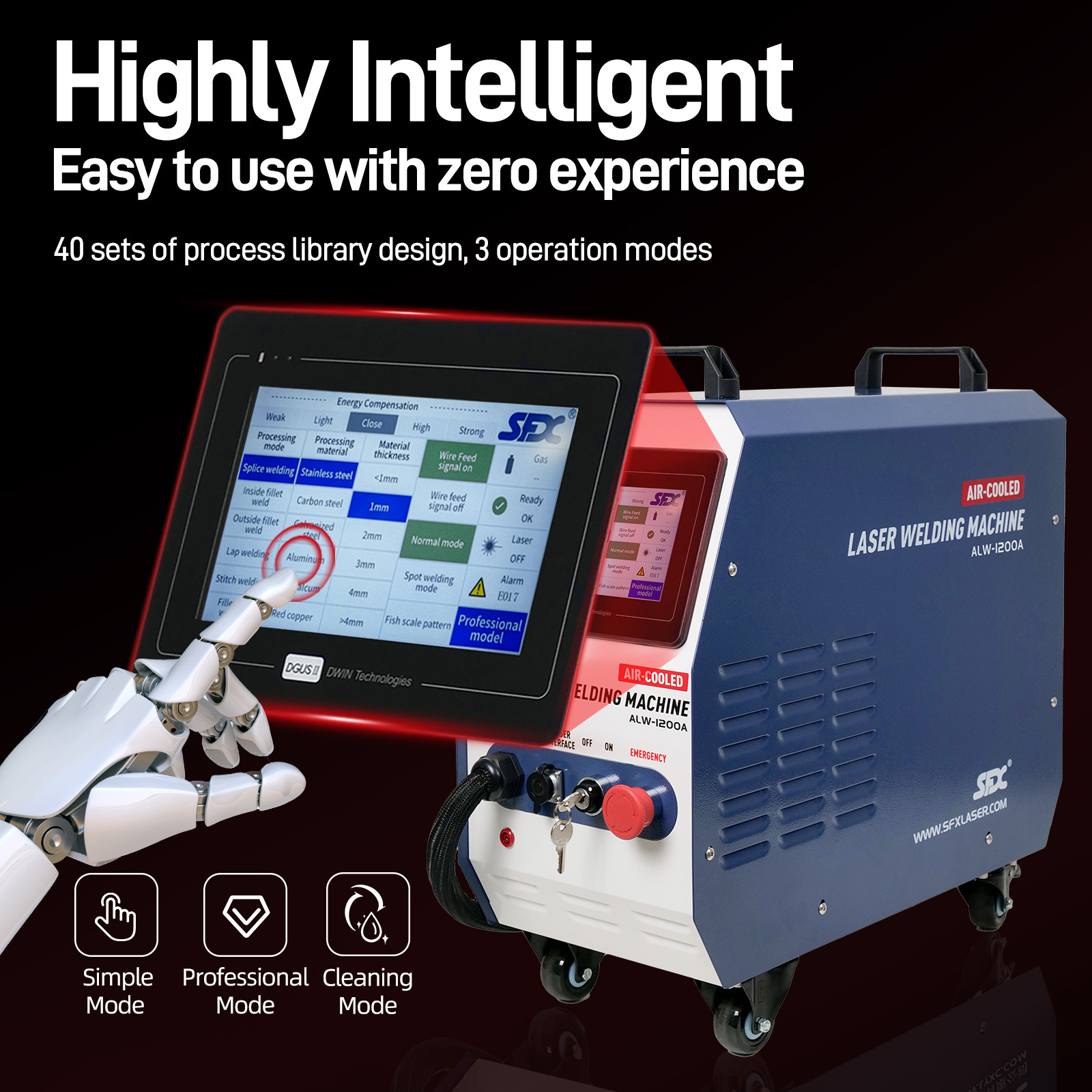 US Stock SFX Laser ALW-1200A Laser Welding Machine with Auto Wire Feeder for Metal Stainless Steel Aluminum Copper Welding  SFX Laser 1200w Small Air-cooled Laser Welding Machine with Auto Wire Feeder for Metal Stainless Steel Aluminum Copper  SFX LASER,Air-cooled Laser Welding Machine,Auto Wire Feeder,Metal Stainless Steel Aluminum Copper weld,SFX Laser welder,2-in-1 Air Cooled Laser Welder,US Stock,ALW-1200A