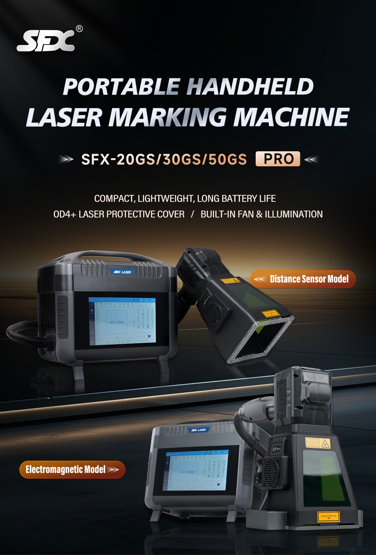 SFX LASER Pro Series 20W/30W/50W Portable Handheld Laser Marking Machine High-Precision Laser Engraver for Outdoor & Industrial Marking SFX LASER 20W/30W/50W Portable Handheld Laser Marking Machine High-Precision Laser Engraver with Long Battery Life for Outdoor & Industrial Marking SFX LASER,20/30/50W Portable Handeld Laser Marking Machine,Laser Engraver,Portable laser marker,laser engraving machine,20W30W/50W laser engraver