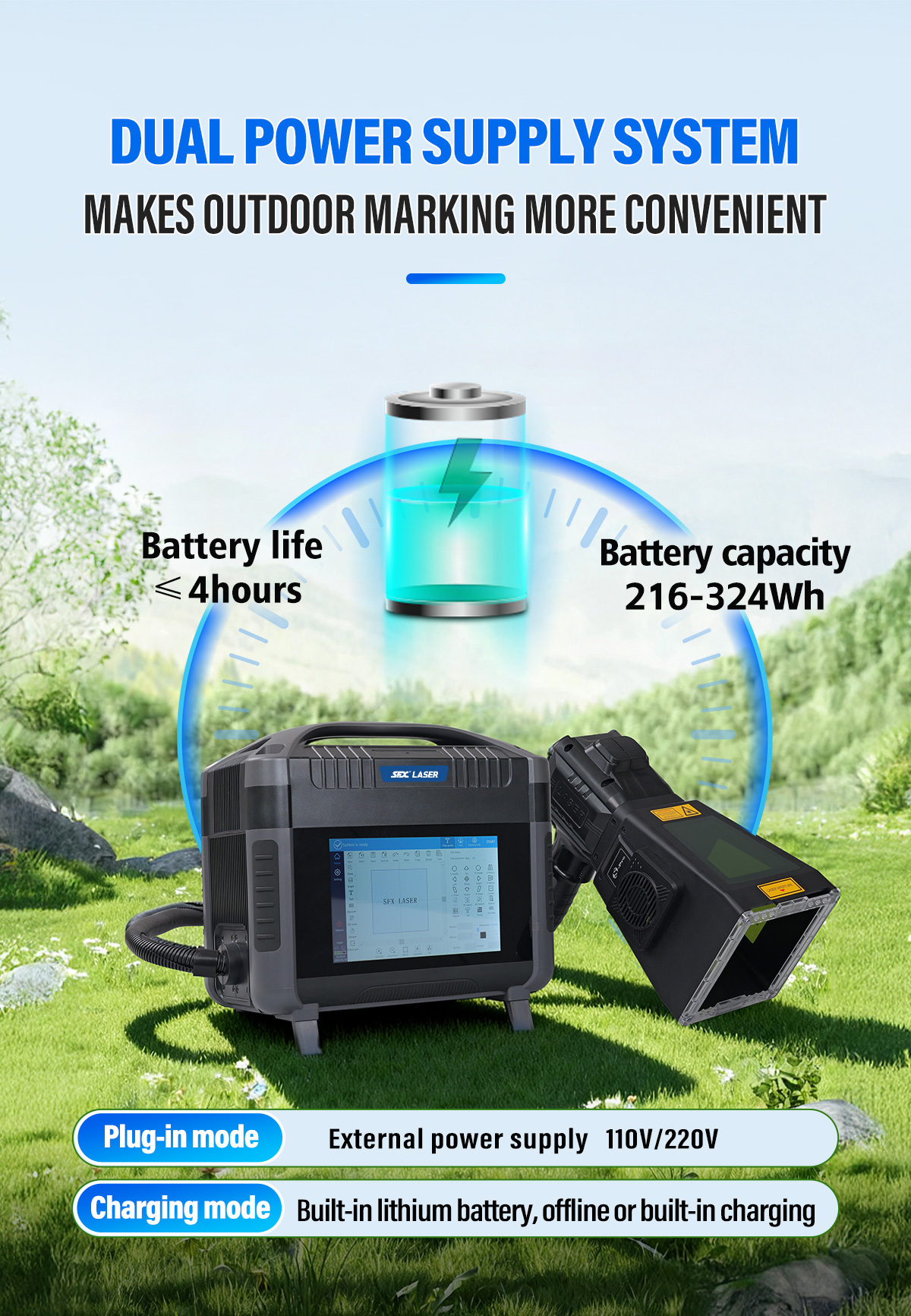 SFX LASER Pro Series 20W/30W/50W Portable Handheld Laser Marking Machine High-Precision Laser Engraver for Outdoor & Industrial Marking SFX LASER 20W/30W/50W Portable Handheld Laser Marking Machine High-Precision Laser Engraver with Long Battery Life for Outdoor & Industrial Marking SFX LASER,20/30/50W Portable Handeld Laser Marking Machine,Laser Engraver,Portable laser marker,laser engraving machine,20W30W/50W laser engraver