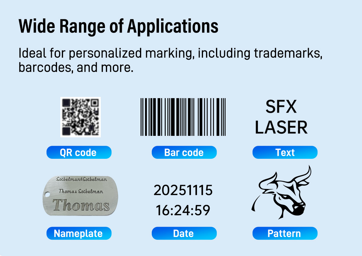 SFX LASER Pro Series 20W/30W/50W Portable Handheld Laser Marking Machine High-Precision Laser Engraver for Outdoor & Industrial Marking SFX LASER 20W/30W/50W Portable Handheld Laser Marking Machine High-Precision Laser Engraver with Long Battery Life for Outdoor & Industrial Marking SFX LASER,20/30/50W Portable Handeld Laser Marking Machine,Laser Engraver,Portable laser marker,laser engraving machine,20W30W/50W laser engraver