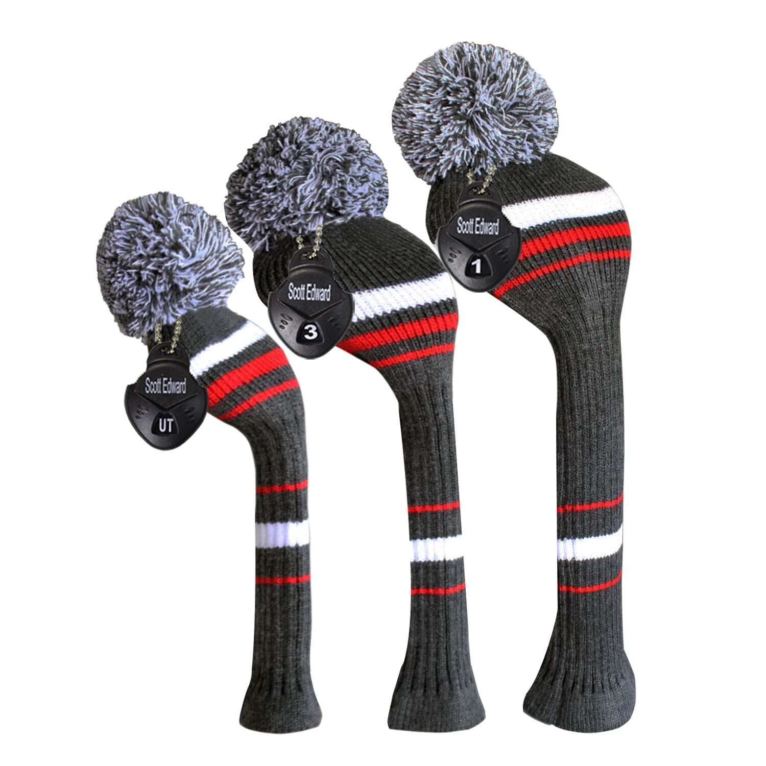 Scott Edward Knit Golf Headcovers, Set of 3 for Driver Wood, Fairway