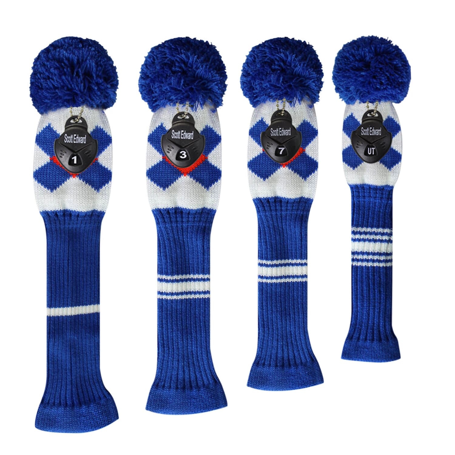 Scott Edward Knit Golf Headcovers, Set of 4 for Driver Wood*1, Fairway