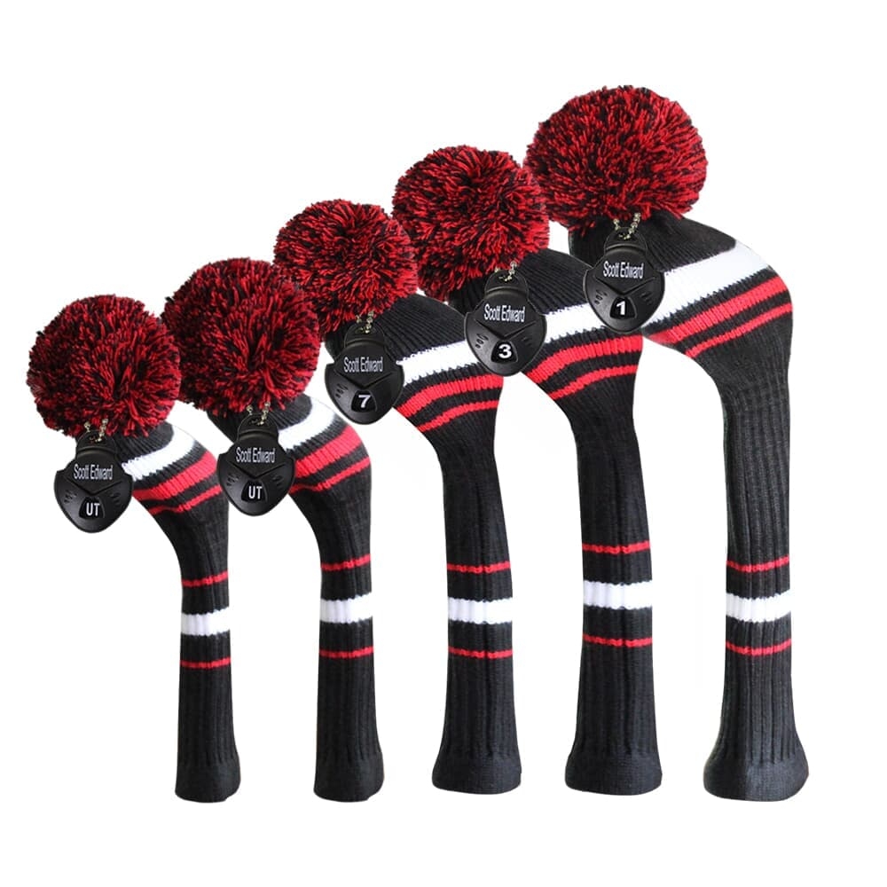 Scott Edward Knit Golf Headcovers, Set of 5 for Driver Wood*1, Fairway