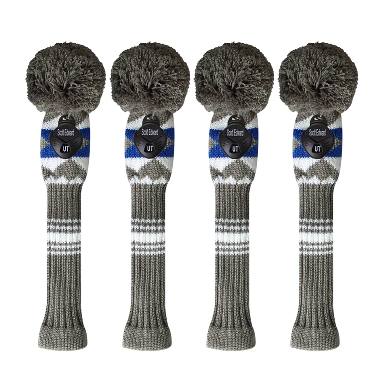 Scott Edward Knit Golf Headcovers,Hybrid Headcover Set of 4(Grey Blue