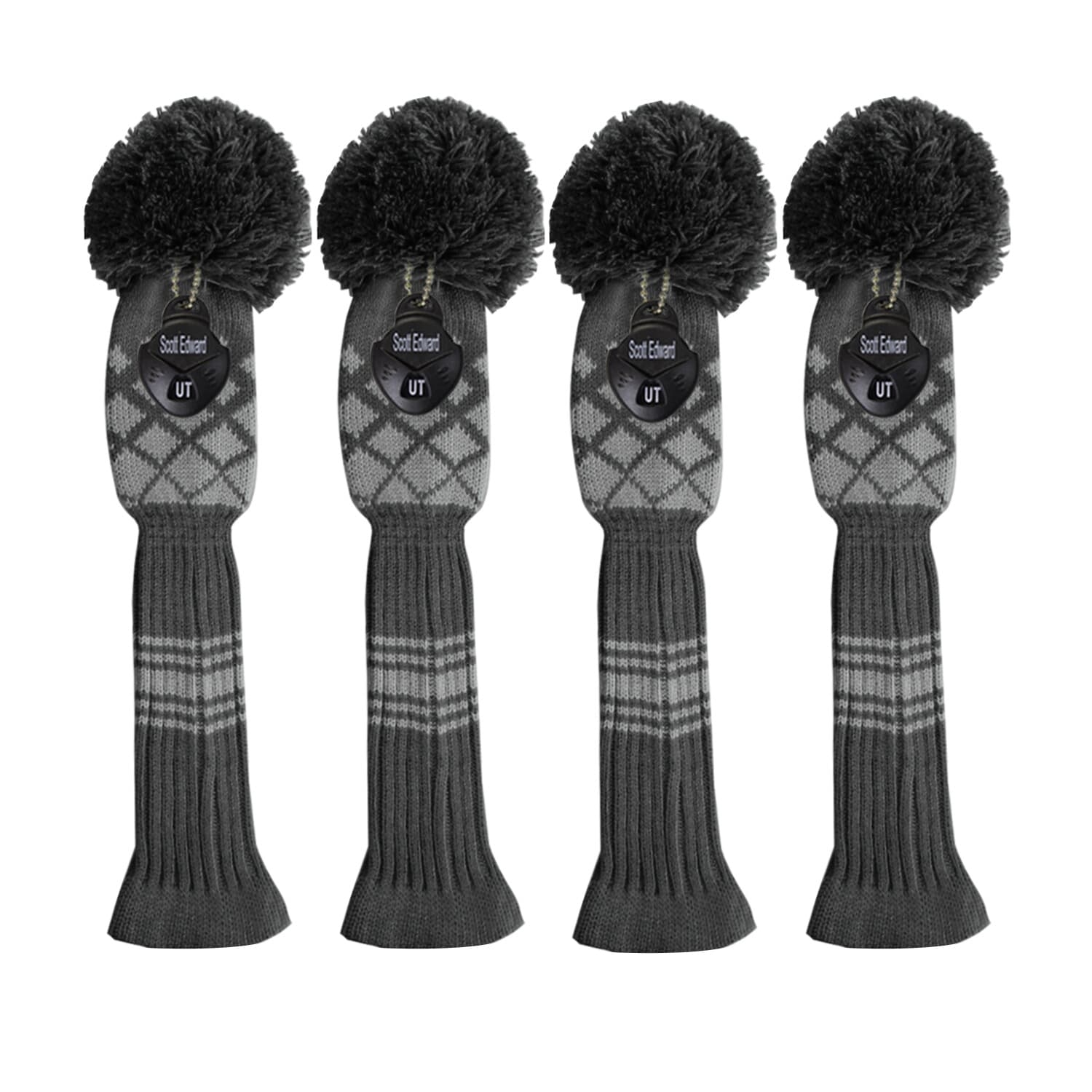 Scott Edward Knit Golf Headcovers,Hybrid Headcover Set of 4(Grey