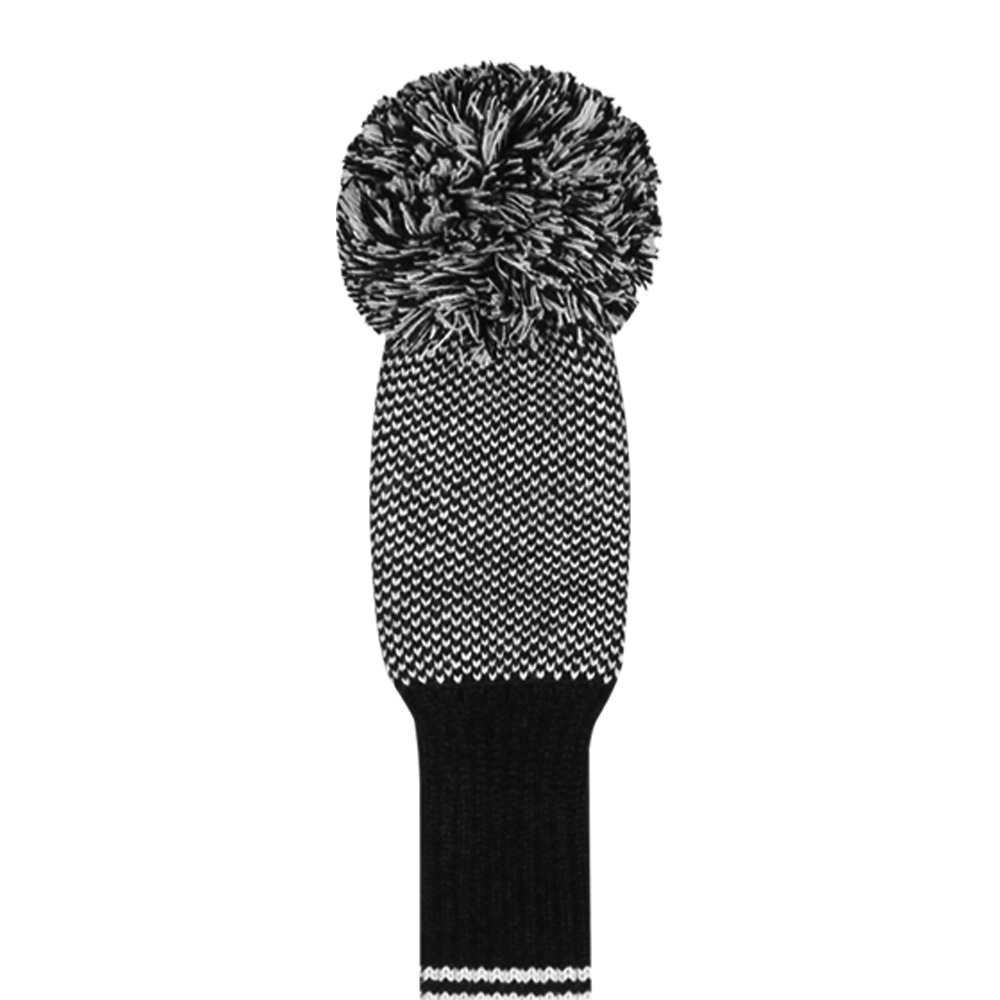 Knitted Golf Club Covers 5 PCS Driver Fairway Hybrid Wood Black Dots