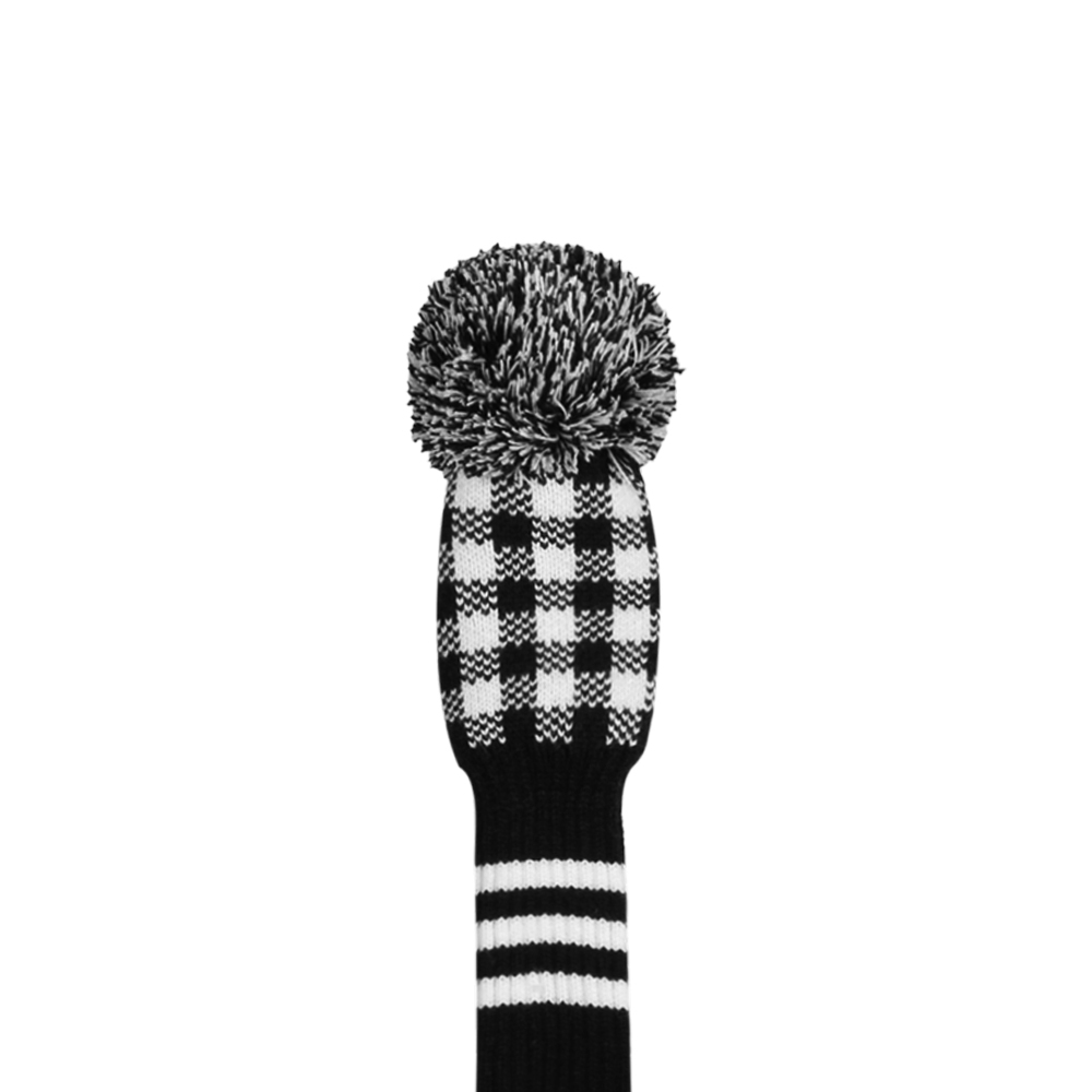 Black White Argyle knit Golf Head Covers Set 5