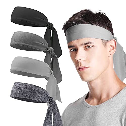 Athletic Mens Headband 4 Pack, Sports Headbands, Men Workout Accessories,  Sweat Band, Sweat Wicking Head Band Sweatbands for Running Gym Training  Tennis Basketball Football - Mixed style2 