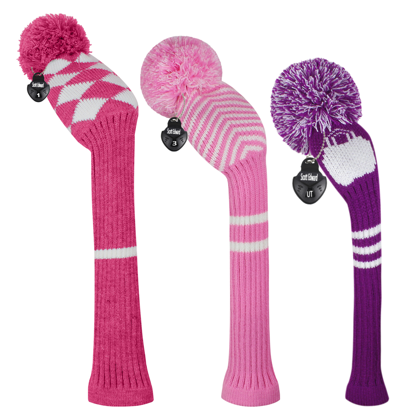 Scott Edward Knit Golf Head Covers for Woods Set of 3 Fits Well Driver