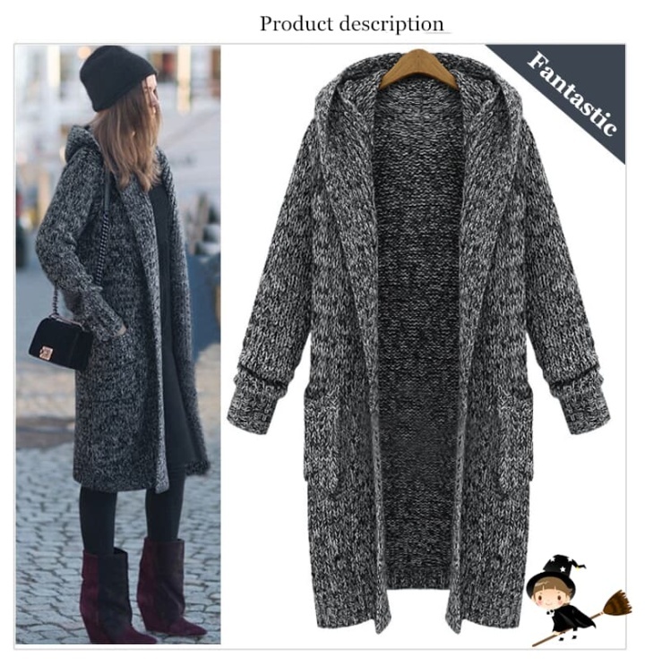 long hooded cardigan sweater coat