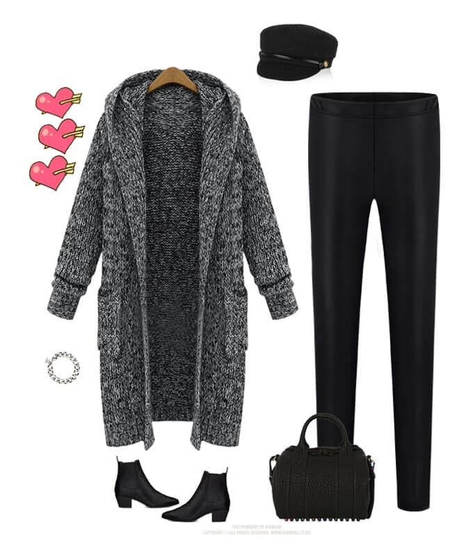 long hooded cardigan sweater coat