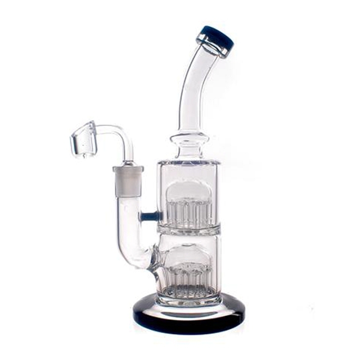 8 Inch Double Tree Arms Perc Small Dab Rig Bent Neck bong Black Lip ...