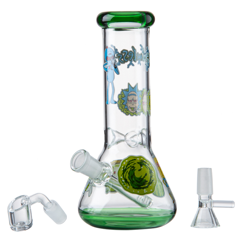 Cartoon Rick And Morty Mini Glass Beaker Bong Cheap Small Dab Rig