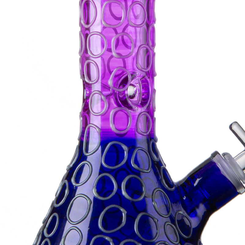 Glow In The Dark Thick Glass Beaker Bong Purple Big Water Pipe W/ Ice Pinch