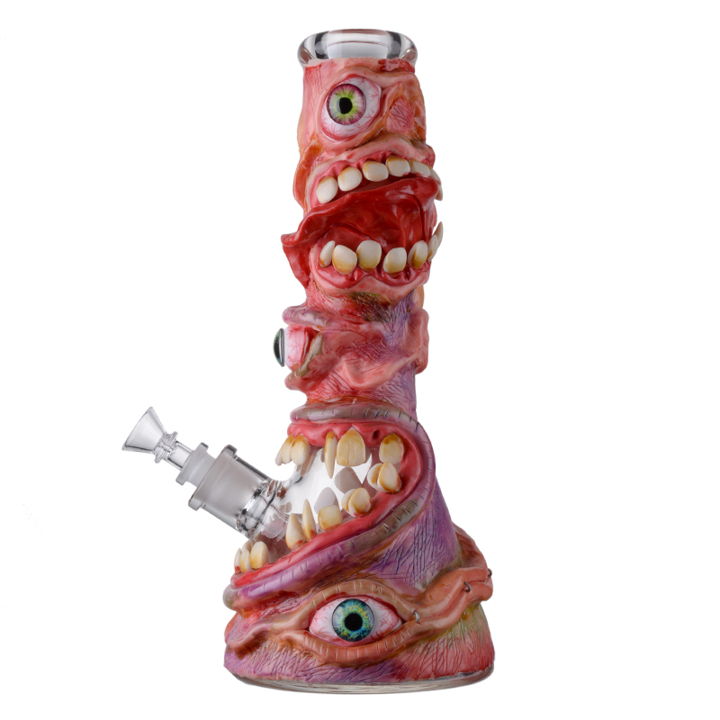 Funny Themed Halloween Bong Big Glass Beaker Water Pipes W/ Ice Pinch