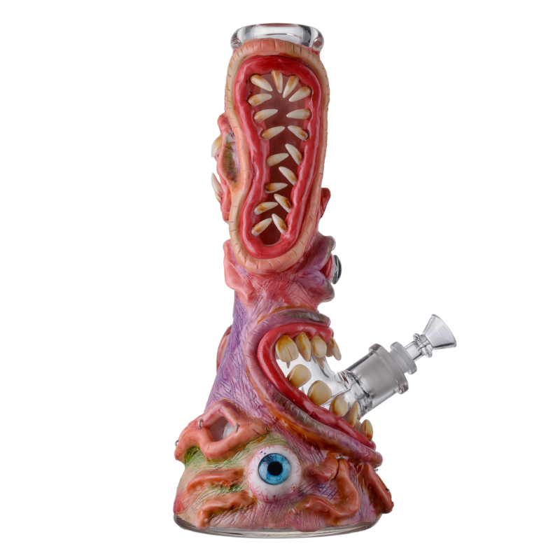 Funny Themed Halloween Bong Big Glass Beaker Water Pipes W/ Ice Pinch