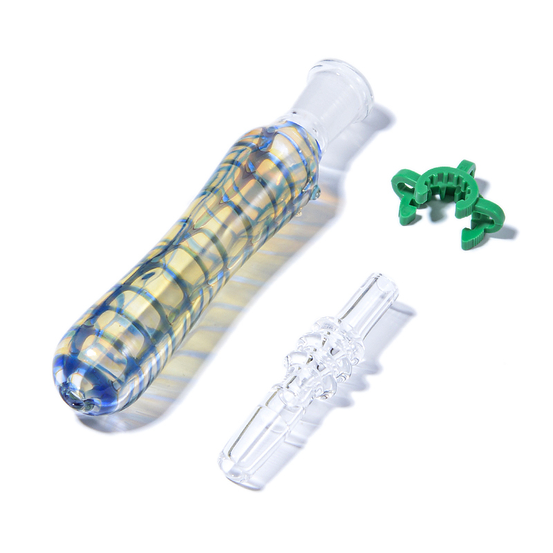 10mm Glass Dab Straw With Stainless Tip & K Clip - High Mountain Imports