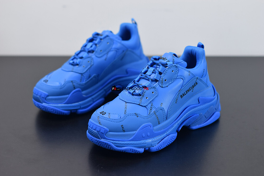 Balenciaga Allover Logo Triple S Sneaker in blue
