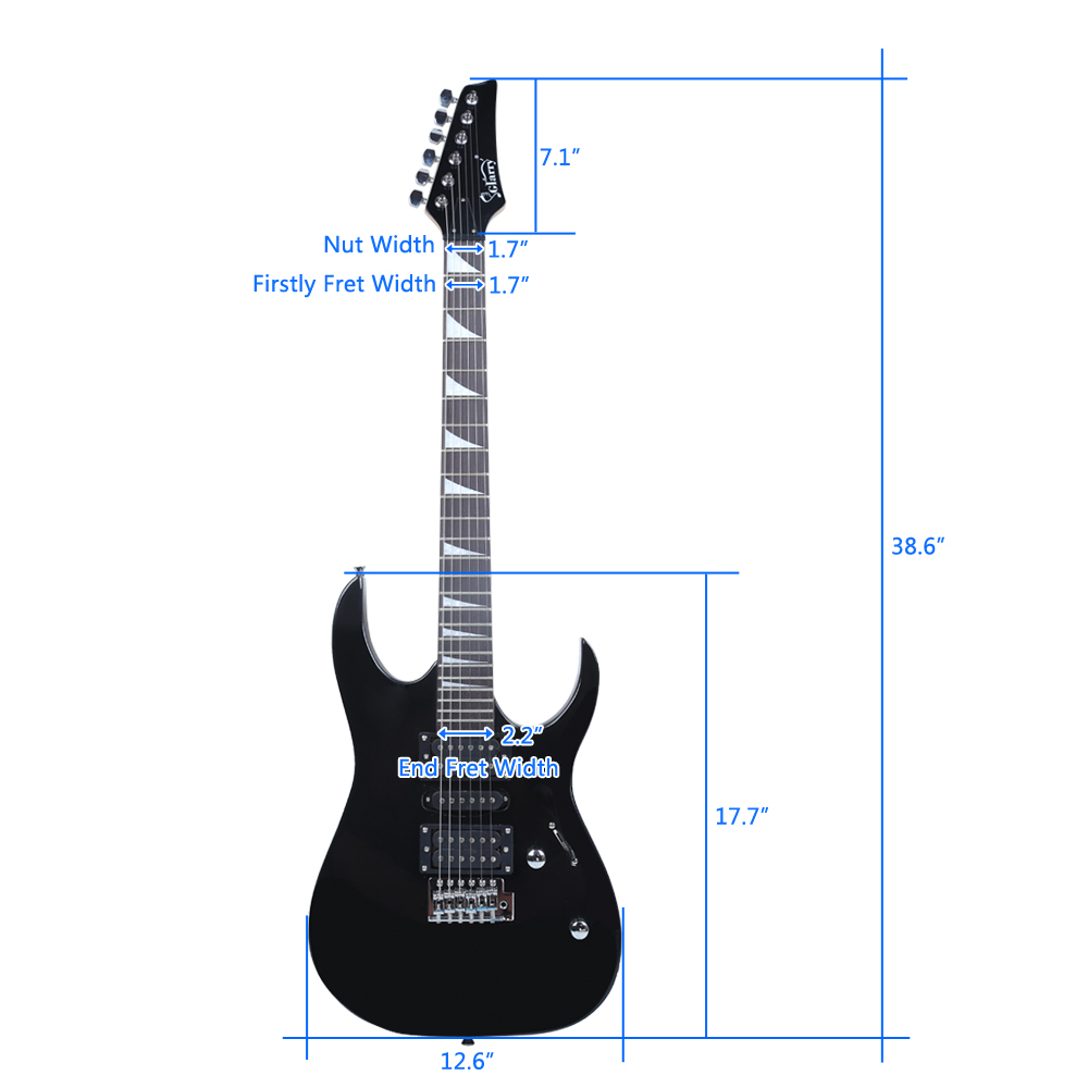 Paddle Electric Guitar
 - Glarry 170 Electric Guitar Novice Guitar Bag Strap Paddle Rocker Cable Wrench Tool Black