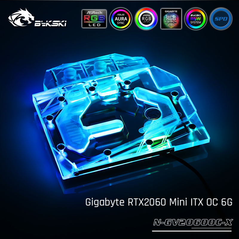 Bykski N-GV2060OC-X, Full Cover Graphics Card Water Cooling Block For  Gigabyte RTX2060 Mini ITX OC 6G