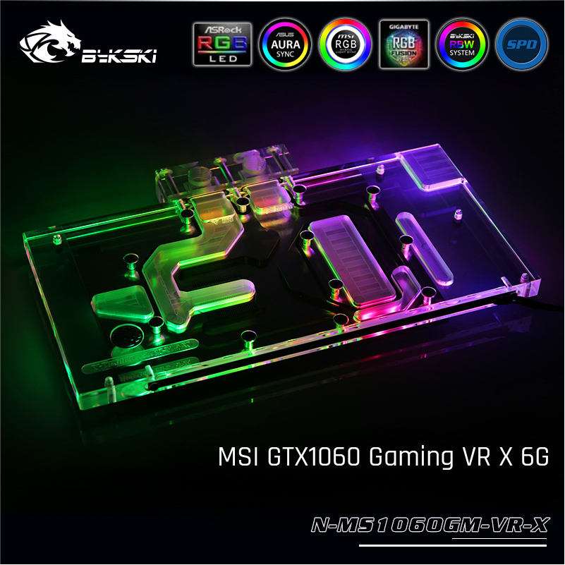 RGB LED Block Bykski RGB RBW VGA GPU Water Cooling Block for MSI GeForce GTX1060 OC 