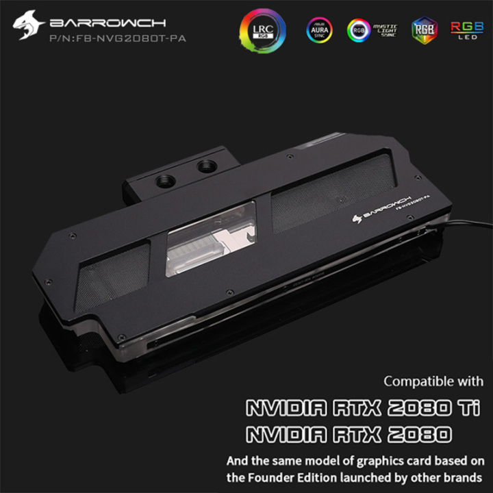 Barrowch FB-NVG2080T-PA, Digital Thermometer GPU Blocks, 5v 3pin Aluminum  alloy panel, For Founder edition RTX2080Ti/2080