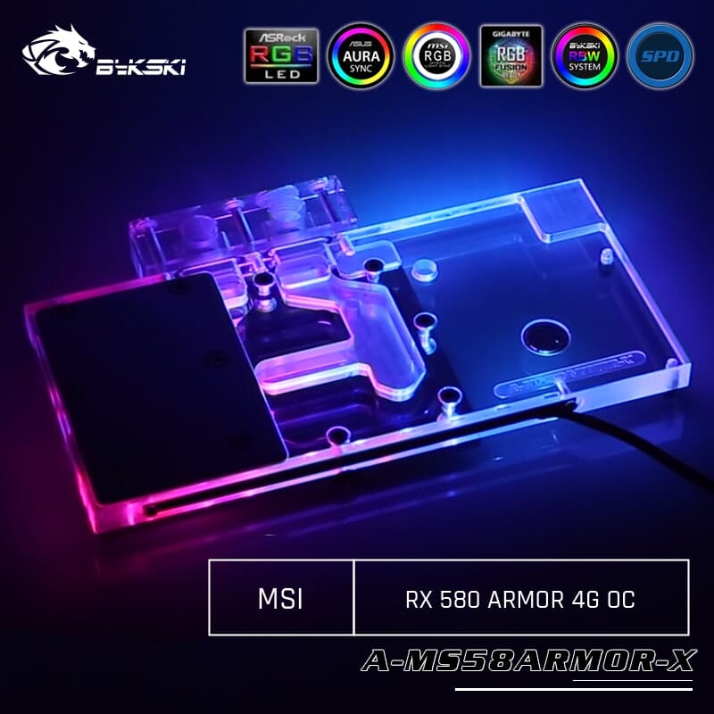 Bykski AMS58ARMORX GPU Water Cooling Block For MSI RX 580 ARMOR